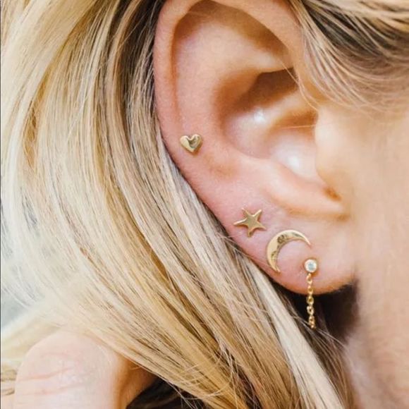 {GRAHAM} boho star heart crescent moon earring set - Picture 2 of 7